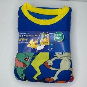 🪅2 for $16🪅 Pokémon Boys Flannel Sleepwear size 10-12 blue/yellow